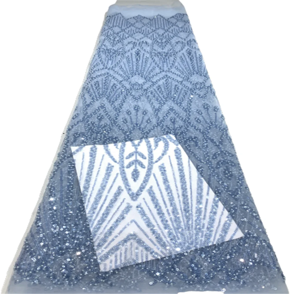 

latest blue sequins African Lace Fabric 2023 High Quality Nigerian for Women Party Embroidery french Lace Fabric