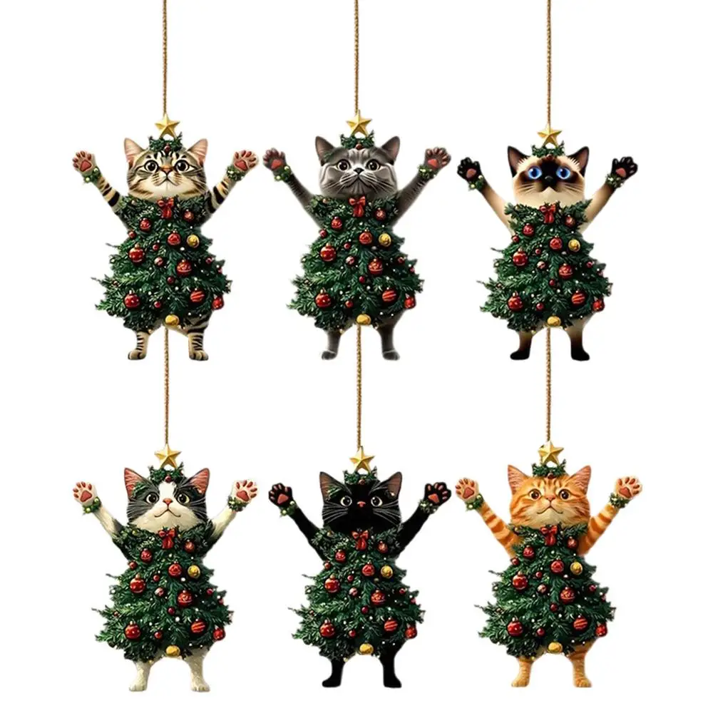 

Подвески для рождественской елки, милый кот, набор из 6 штук