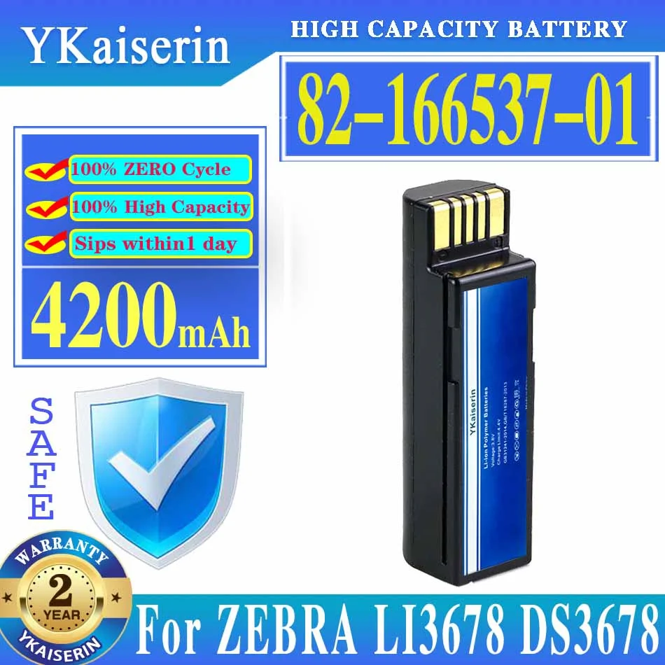 

YKaiserin 82-166537-01 New Genuine 4200mAh Battery For ZEBRA LI3678 DS3678 QR Code Scanning Gun Batteria + Tracking Number