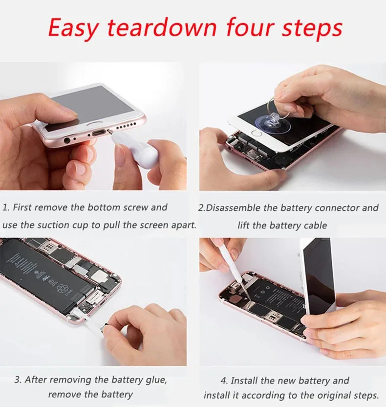 high capacity phone battery for iphone 5s 5 6s 6 7 8 plus x se se2 xr xs 11 12 13 mini pro max replacement bateria 4 4s 7 tools free global shipping