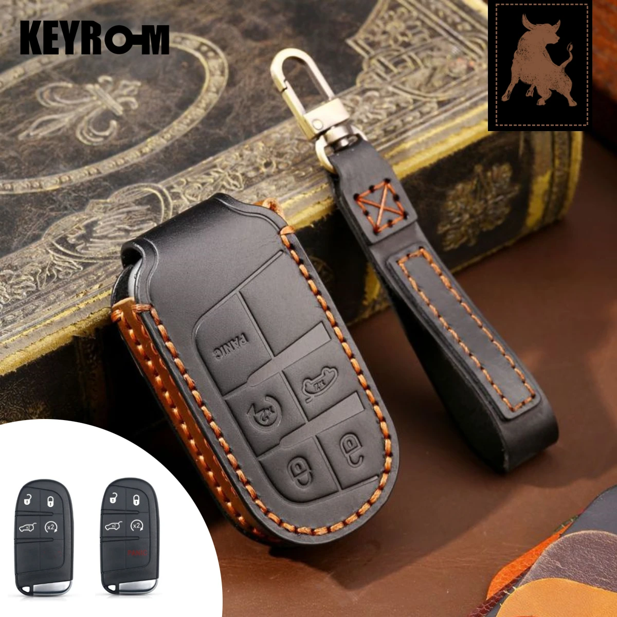 

Car Key Case for Jeep Renegade Grand Cherokee Dodge Ram 1500 Journey Charger Challenger Compass Horse Herder Chrysler 300C