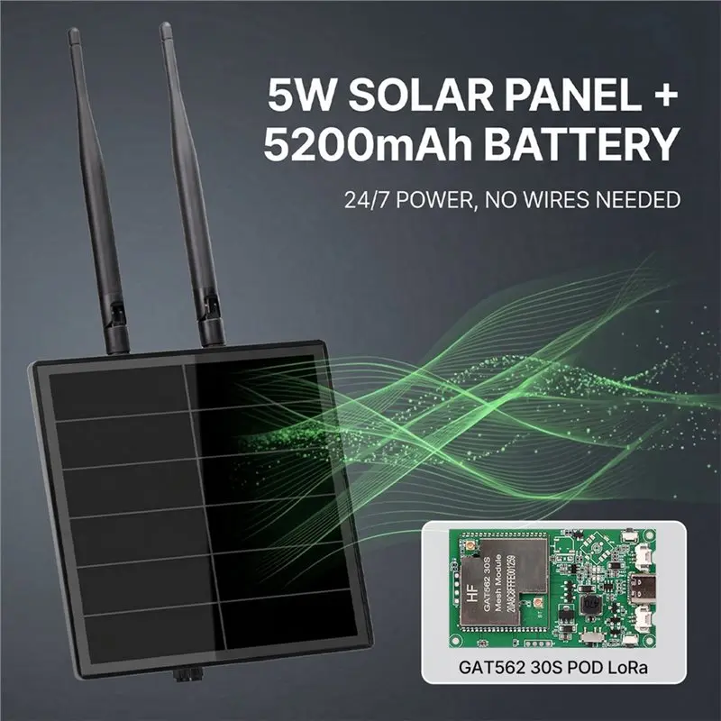Фото D5L-G1 Meshtastic Solar Power Lora Repeater Node с платой 30dBi GAT562 30S, Lora Flashing Meshcore Mesh Node 868MHZ-ABPP №3