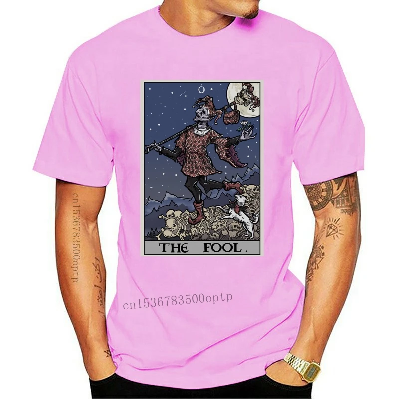 Fashion The Fool Tarot Card Shirt Goth Halloween Creepy Court Jester Gothic Witchcraft Retro O Neck Tee Shirt