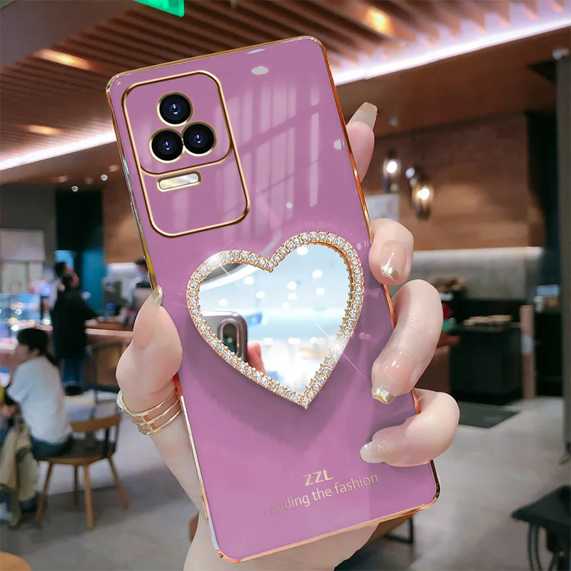 

Plating Case For Xiaomi Poco C55 C50 C40 F4 X5 Pro M4 Pro 5G M5 M5S Mi 12 Lite 12T Pro For Poco M4 M3 X4 Pro Heart Mirror Cover