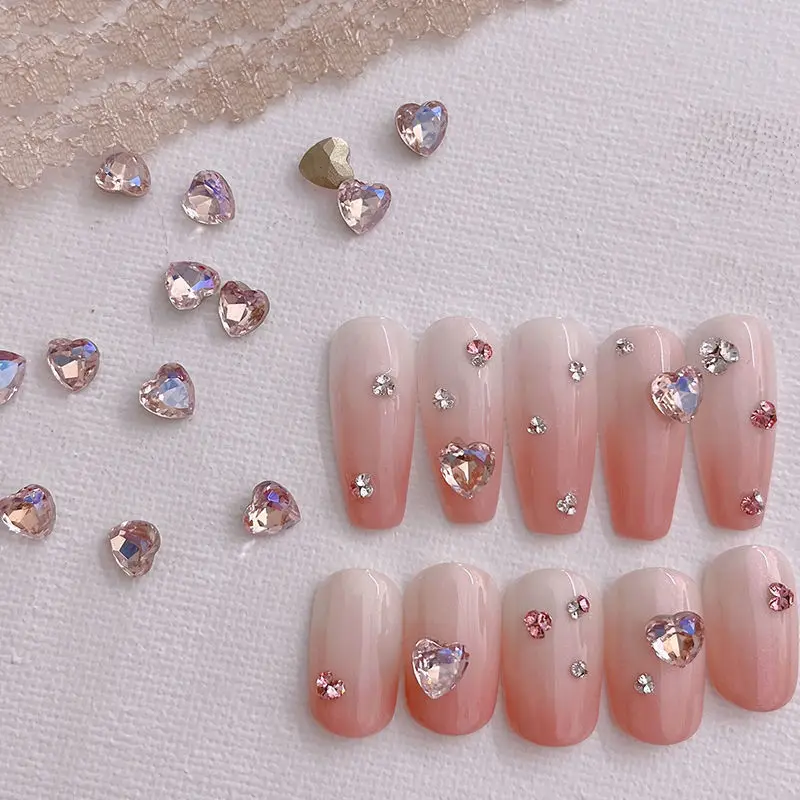 6mm Heart Nail Art Rhinestone Pointed Bottom Crystal For 3D Manicure Decoration Clothing Jewelry Accessories