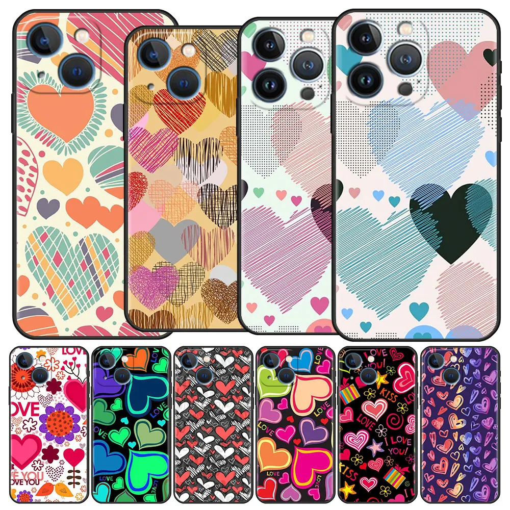 

Love Heart Cute TPU Case For Apple iPhone 13 11 12 Pro 7 XR X XS Max 8 6 6S Plus 5 5S SE 2022 13Pro Soft Phone Funda