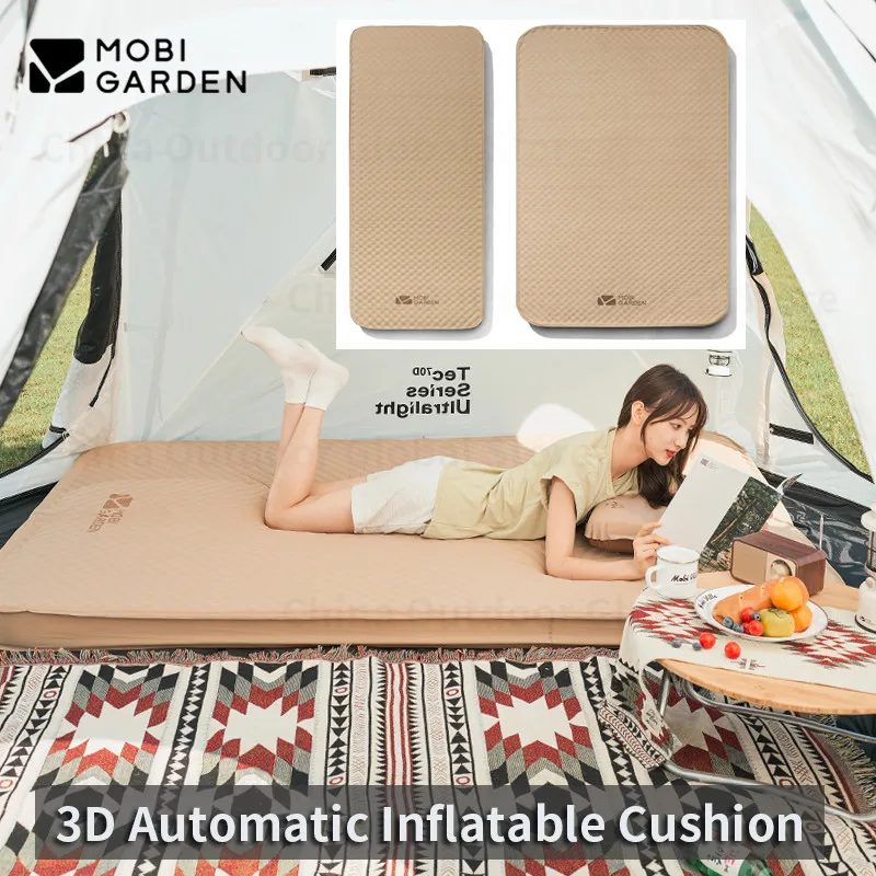 

MOBI GARDEN/Автоматический надувной коврик для кемпинга на открытом воздухе, портативный утолщенный Поролоновый коврик для 1-2 человек для парка, пикника, походов, 3D