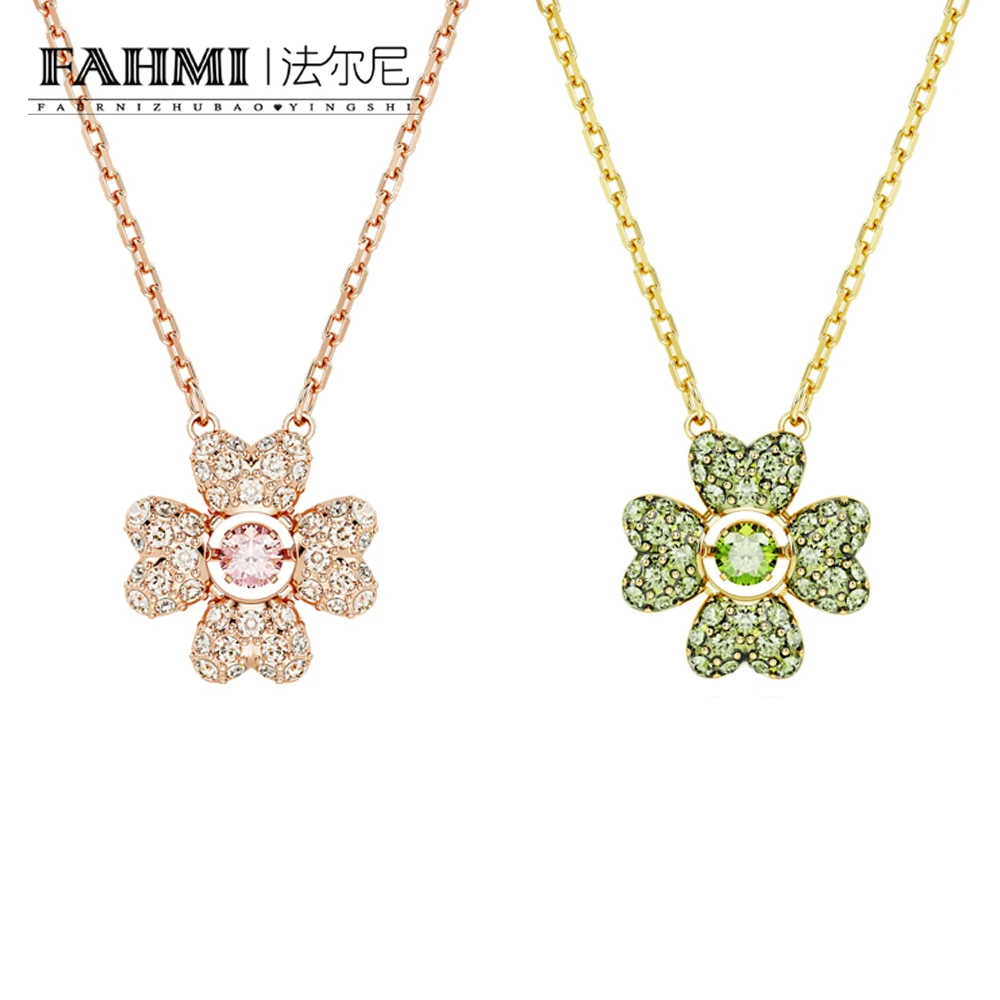 

Fahmi классический счастливый Четырехлистный Клевер розовое золото Изумрудный бриллиант ожерелье подвеска Высокое Качество Бренд 2023 Новинка