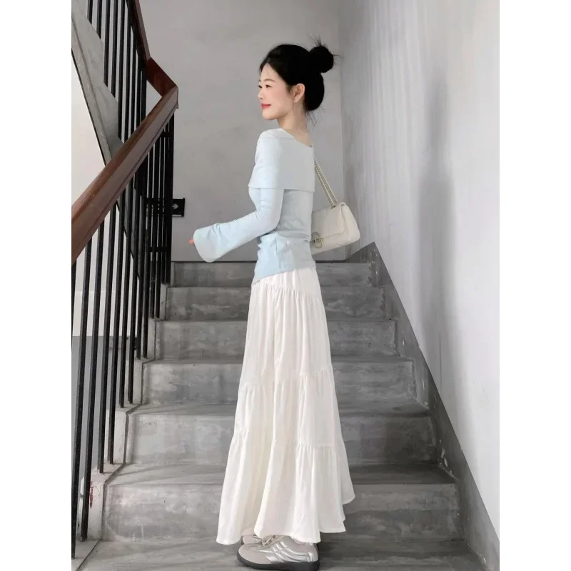 Французский дизайн чувственный топ с длинными рукавами и квадратным воротником