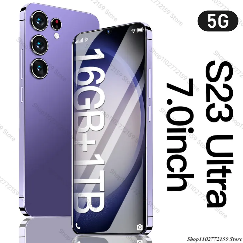 

Смартфон глобальная версия S23 Ultra, 7,0 дюйма, 16 ГБ + 1 ТБ, 48 Мп + 72 МП, сканер отпечатка пальца, две Sim-карты