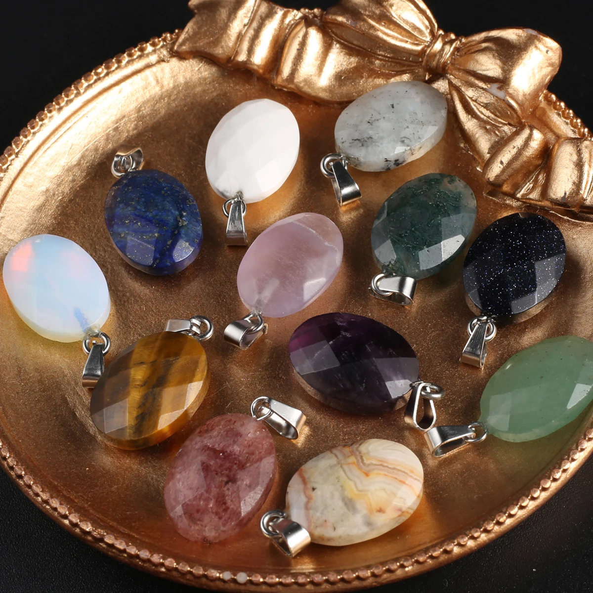 

1pcs Natural Crystal Stone Pendant Agate Amethyst Picture Stone Healing Crystals Stone Charms For Jewelry Making DIY Necklaces