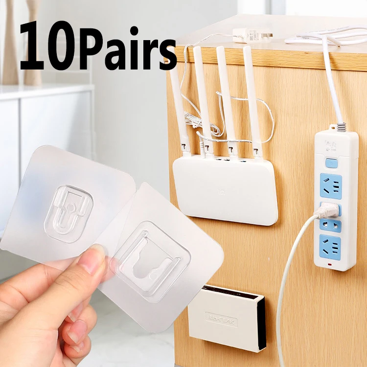 

1-20 Pairs Strong Transparent Double-sided Adhesive Wall Hooks Hanger Suction Cup Sucker Wall Storage Holder for Kitchen Bath
