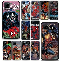 marvel phone case for oppo a3s a5s a9 a15 a31 a63 a54 a52 find x2 reno 3 4 5 6 pro 5g silicone cover spider man vs venom comics