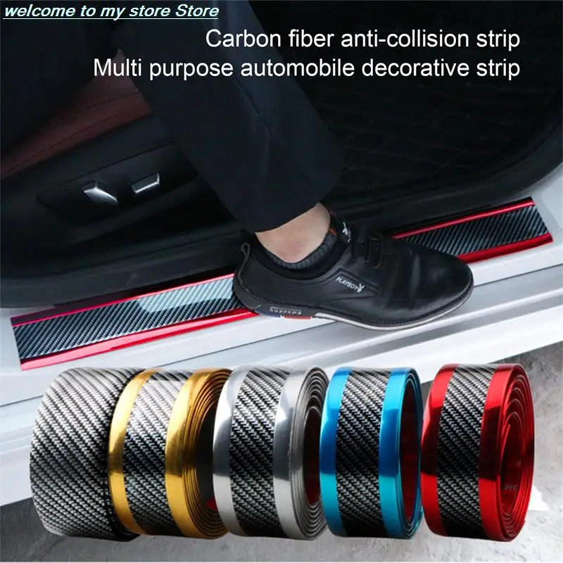 

Car Sill Strip Universal Modified Pedal Decorative Strip Carbon Fiber Bumper Door Side Anti-collision Sticker
