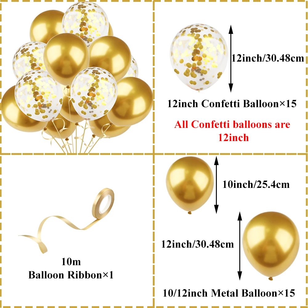 Набор металлических шаров с конфетти 10/12 дюймов