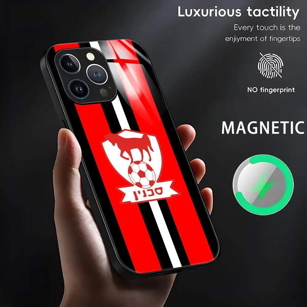 Фото Израильский чехол Bnei Sakhnin для iPhone 18 17 16 15 14 13 12 11 Plus Mini Pro Max, стеклянный магнитный чехол для телефона. №2