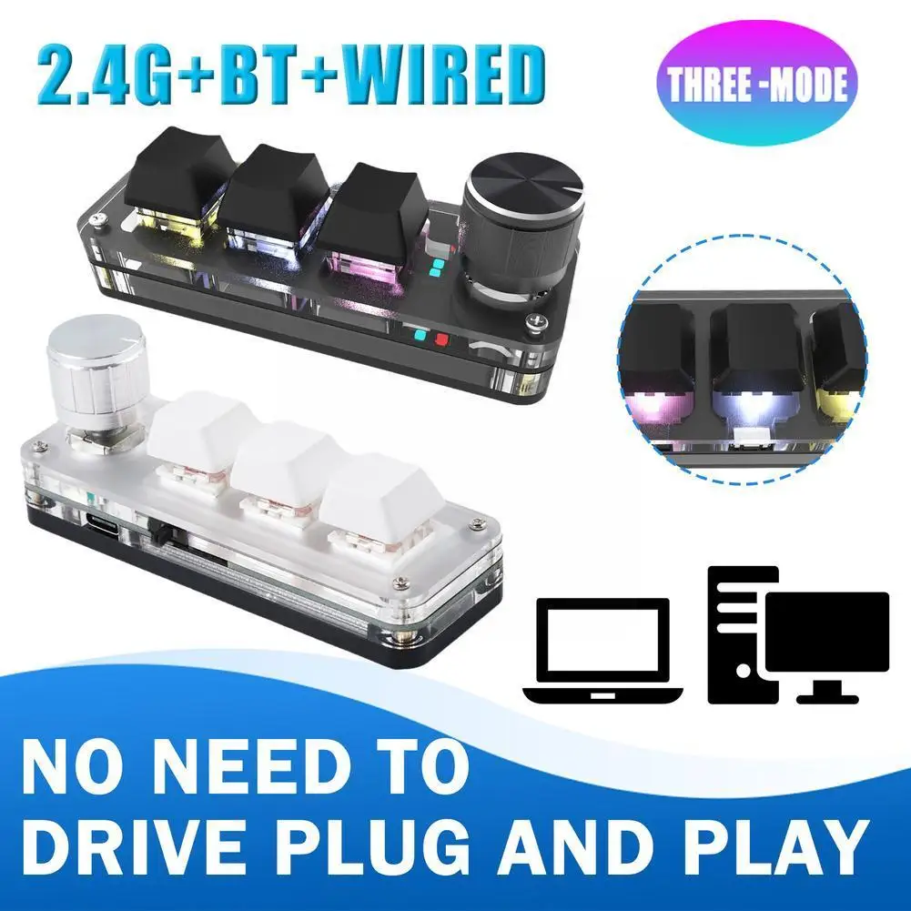 Клавиатура Механическая с RGB-подсветкой, 3 клавиши, 2,4 ГГц