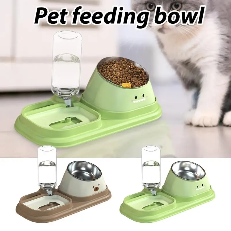 

Pet Slower Feeder Automatic Feeder Of Cats Anti-splash Drinker Non-Slip Stainless Steel Cat Bowl For Anti Gulping Eating Food