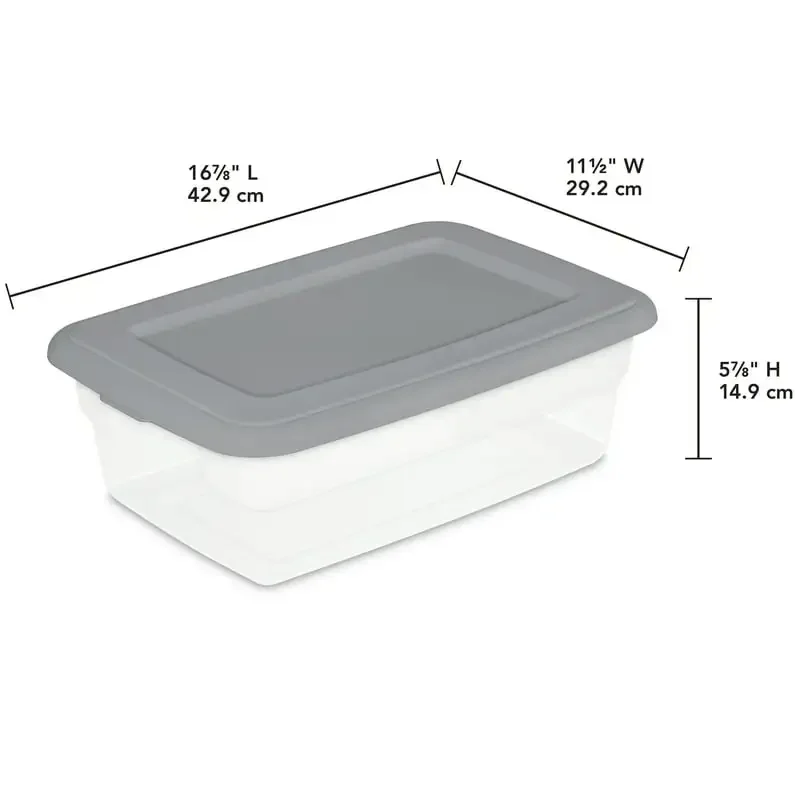 

Gorgeous 16 Gallon Gray & Clear Plastic Storage Boxes - Perfect for Home Closets & Shelves - Easy Organization & Travel Solution