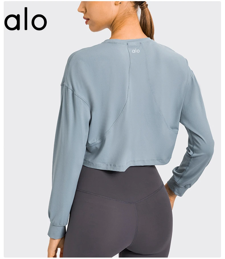

Alo Yoga New Women's Autumn New Sports Crop Top Women's Fitness Sports Long Sleeve Tops Outdoor Exercise Gym Leisure Warmth