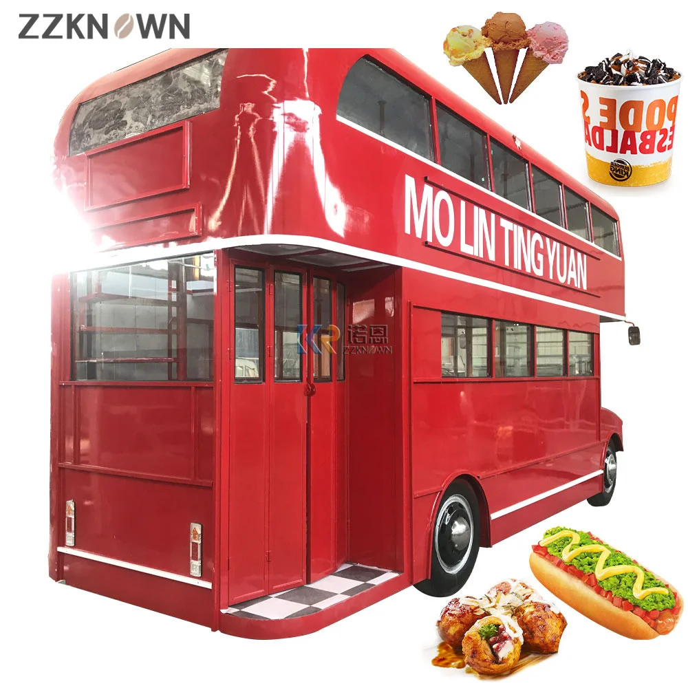 

Double Deck Food Trailer with Rooftop Coffee Truck Fully Equipt Food Truck for Sale with DOT CE