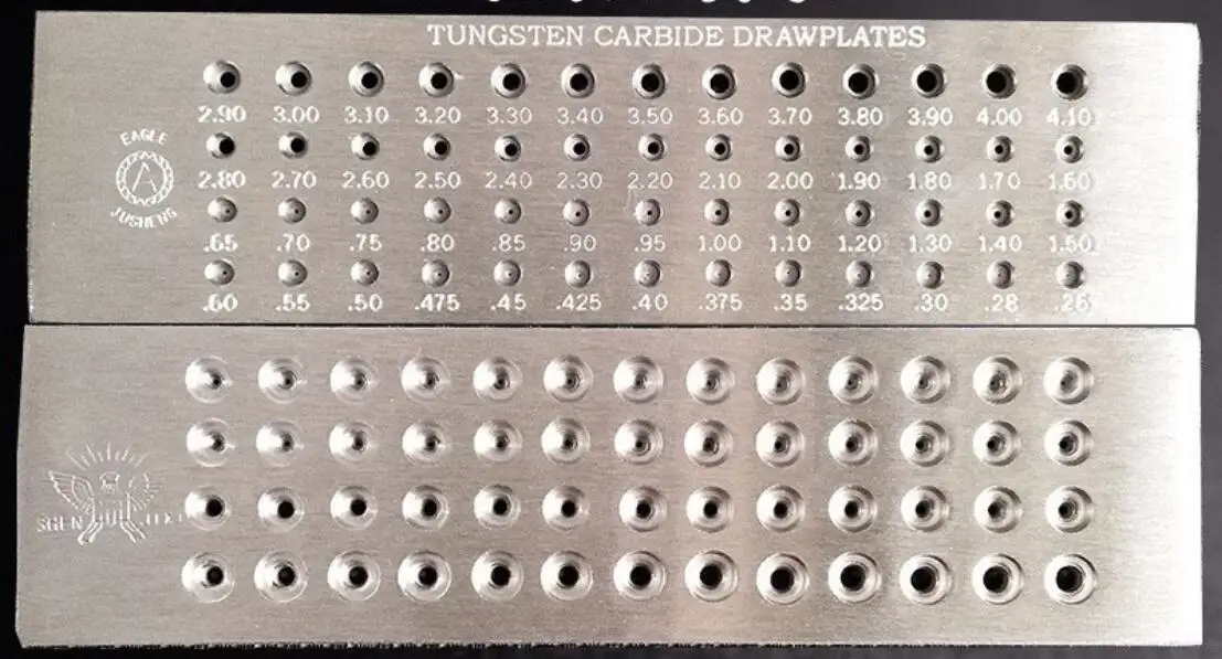 Tungsten Carbide Wire Drawplate 52 Holes Round Shape 0.26-4.10mm Jewellers Draw Plate