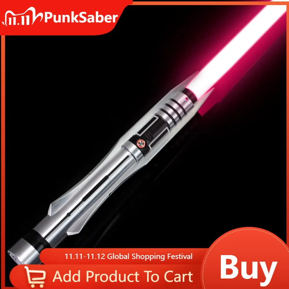 

PunkSaber Pixel Lightsaber Metal Silver Black Hilt Light-Up Smooth Swing Dueling Laser Sword 12 Sound Sable De Luz Xenopixel