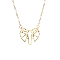 minimalist hollow elephant head necklaces geometric dumbo the flying elephant charm jewelry