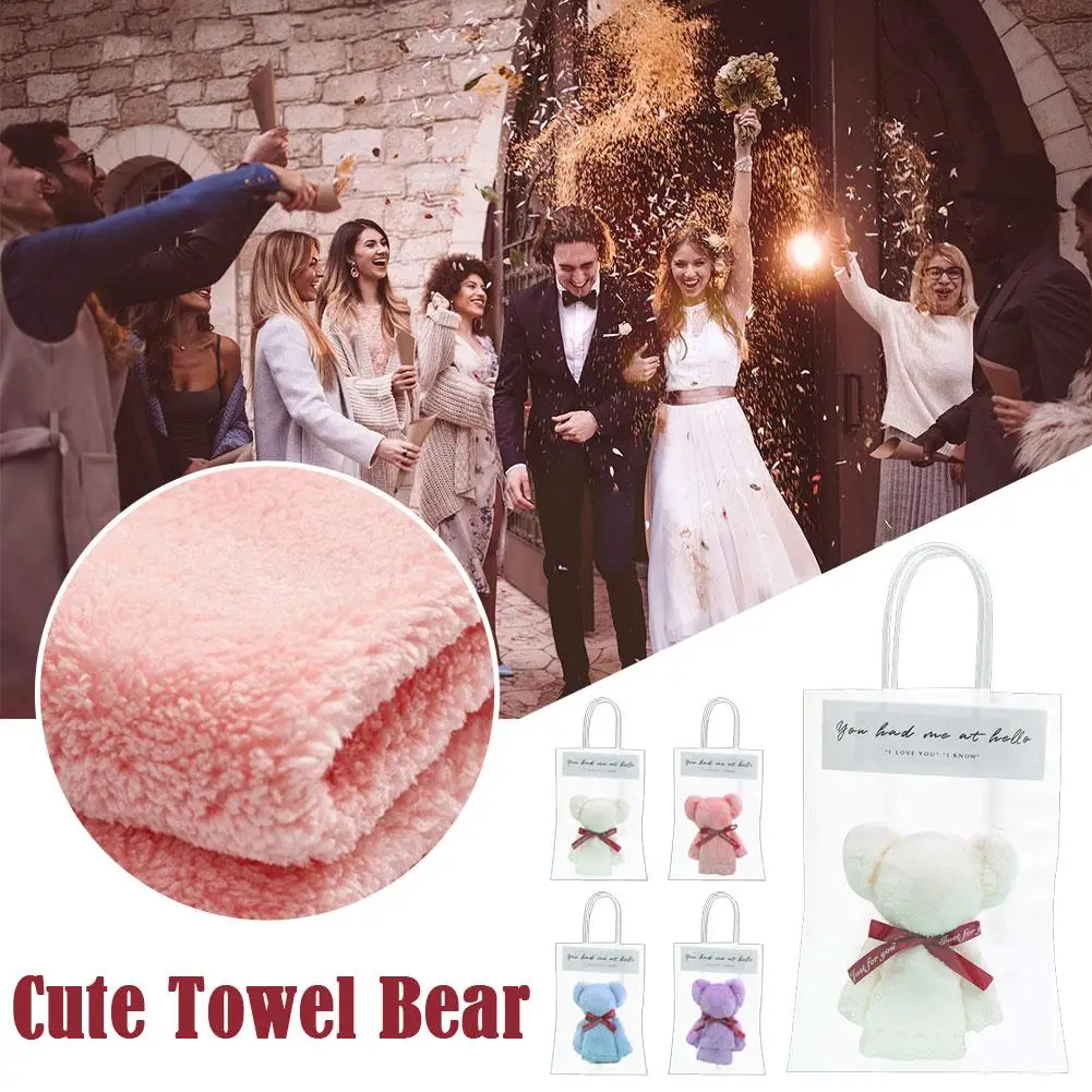 

Cute Bear Towel Coral Velvet Soft Skin Friendly Absorbent Handkerchiefs Hand Birthday Towels Wedding Gift Accompanying Face W1e8