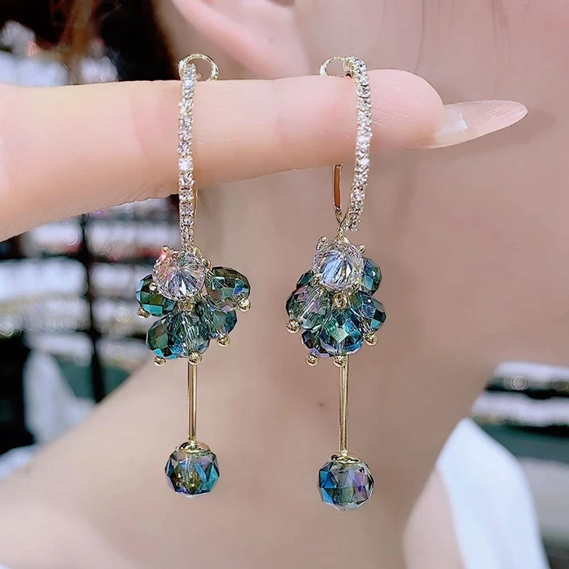 

Rimiut Blue Crystal Earrings 2023 New Fashion Korean Style Fashion Earrings S925 Silver Needle Party Jewelry for Women Best Gift