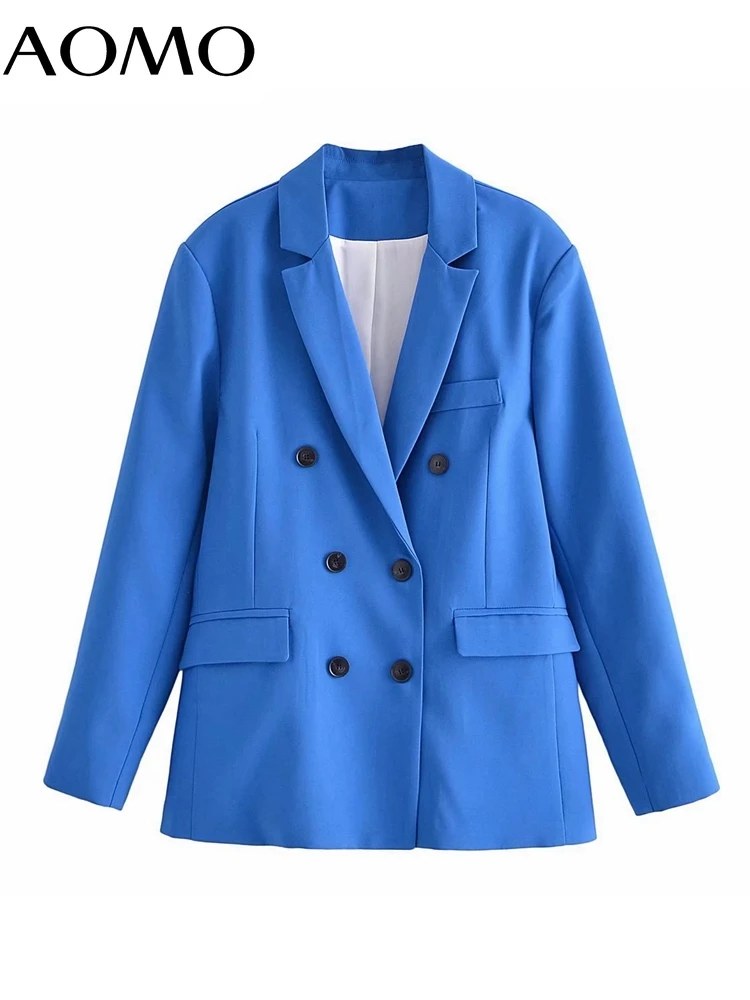 

AOMO Women Candy Color Blazer Coat Vintage Notched Collar Long Sleeve 2020 Fashion Female Loose Chic Tops QN139A