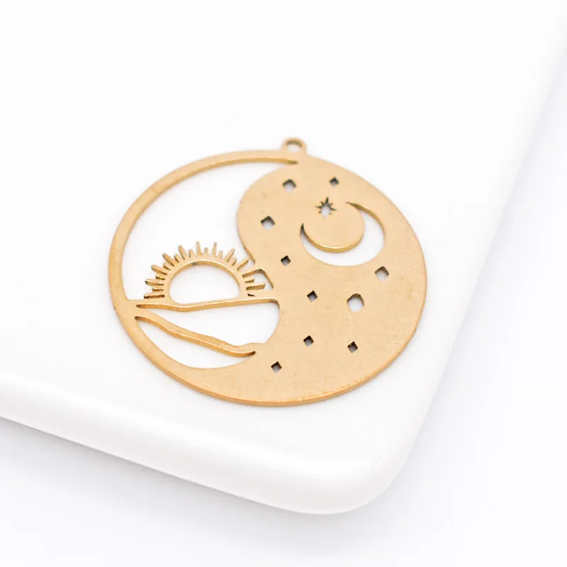 

WZNB 5Pcs Tai Chi Charms for Jewelry Making Raw Brass Celestial Sun Moon Star Charms Pendant Diy Earrings Necklace Accessories