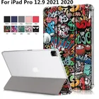Чехол 12,9 дюйма для Apple IPad Pro 12 9, чехол 2021, Ультратонкий чехол из искусственной кожи для IPad Pro 12,9, 2021, 2020, прозрачная задняя крышка