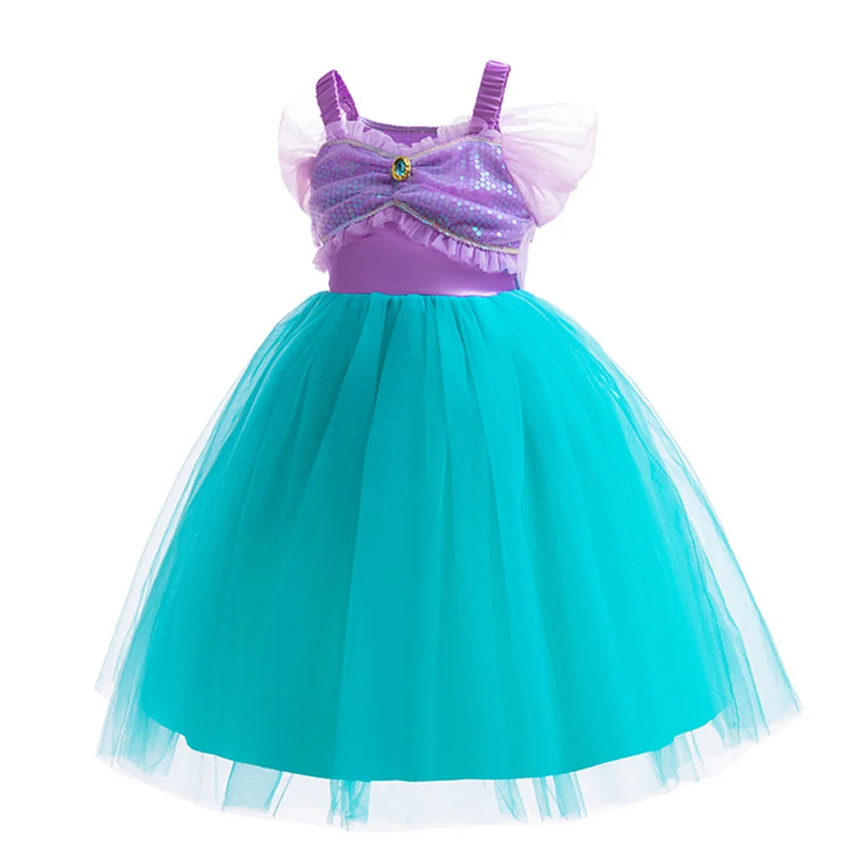 Костюм для косплея Ариэль девочек Disney летнее пляжное платье принцессы русалки