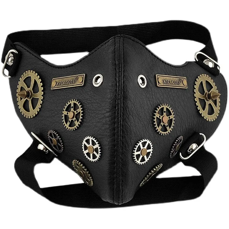 

Halloween Punk Devil Anime Mask Steampunk Rock Biker Gothic Leather Rivet Mask Cosplay Masquerade Party Decoration Face Cover