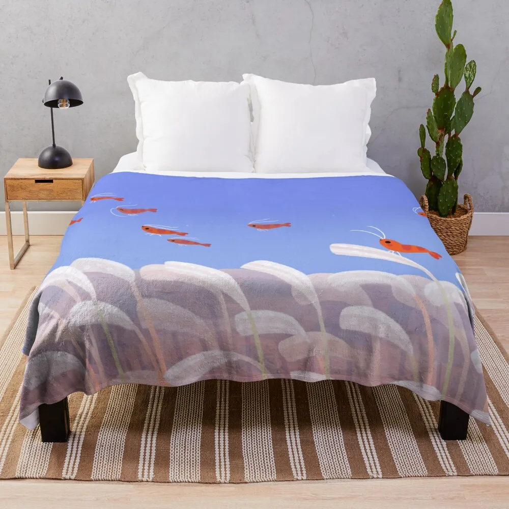 

Flying cherry shrimp Throw Blanket Thermal Blankets For Travel Luxury St Blanket Dorm Room Essentials