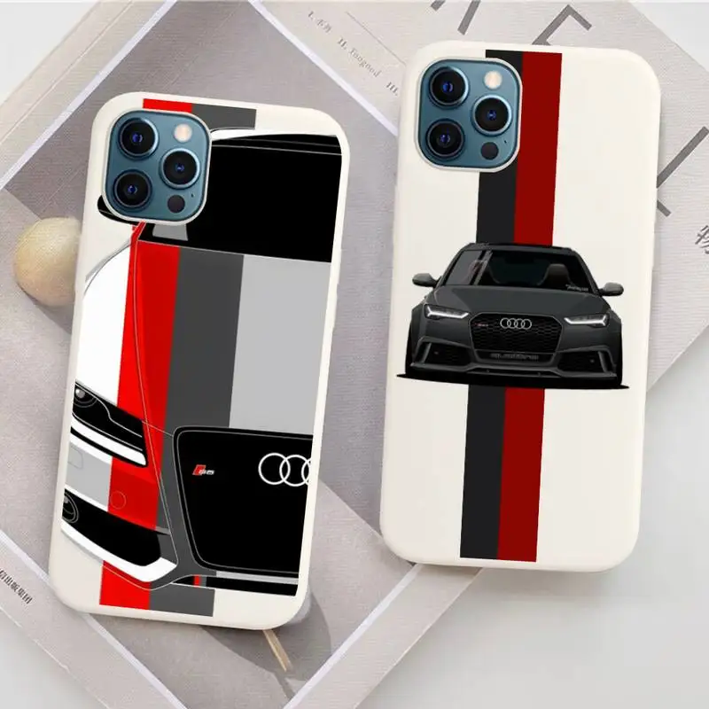 

Sports Car Audi Phone Case for iPhone 11 12 13 Mini Pro Xs Max 8 7 6 6S Plus X XR Solid Candy Color Case