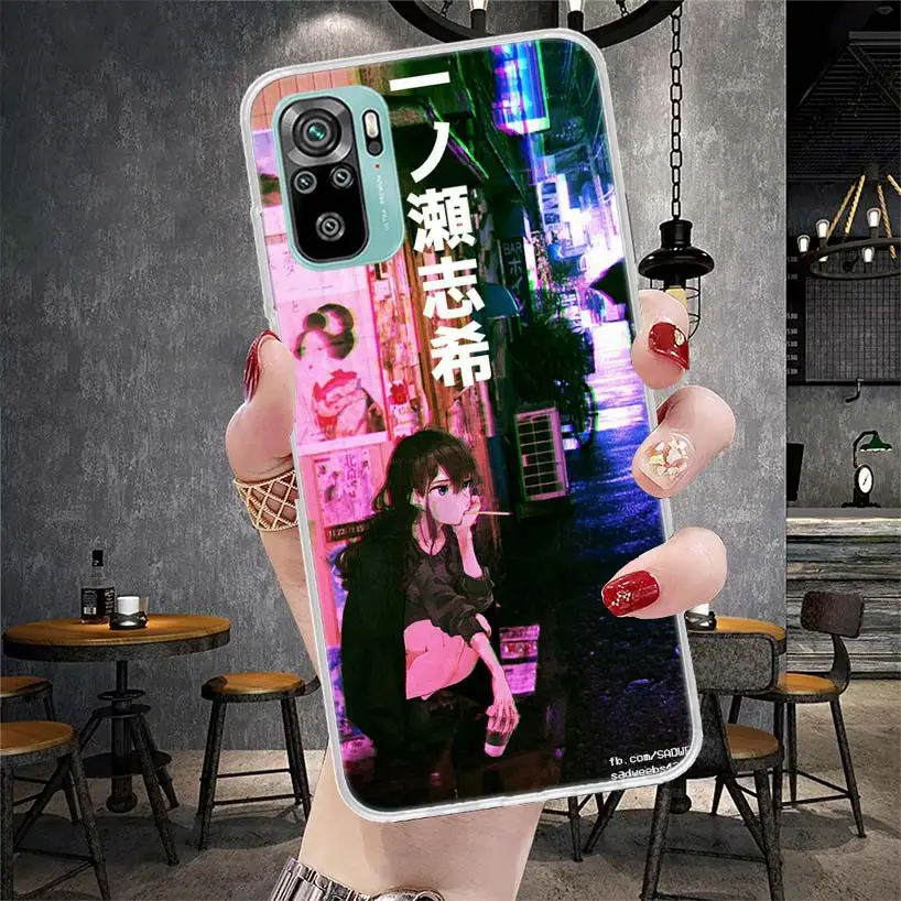 Мягкий чехол для телефона Anime Vaporwave Glitch Purple Xiaomi Redmi Note 14 13 12 12S 11 11S 11E Pro Plus 10 10S 11T 9S Note14