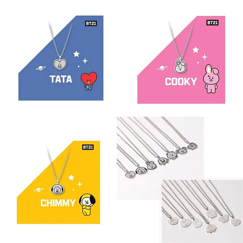 

Kawaii Мультфильм Bt21 титановая сталь ожерелье свитер кулон цепь Аниме периферийные ювелирные изделия личные аксессуары подарок для девушки