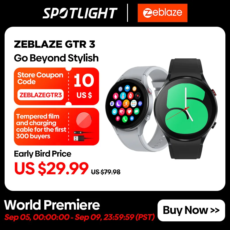  [Мировая премьера] Zeblaze GTR 3 Смарт-часы 1,32 ''IPS дисплей голосовые вызовы 24H монитор здоровья 240 + часы Лица 70 + спортивные режимы 