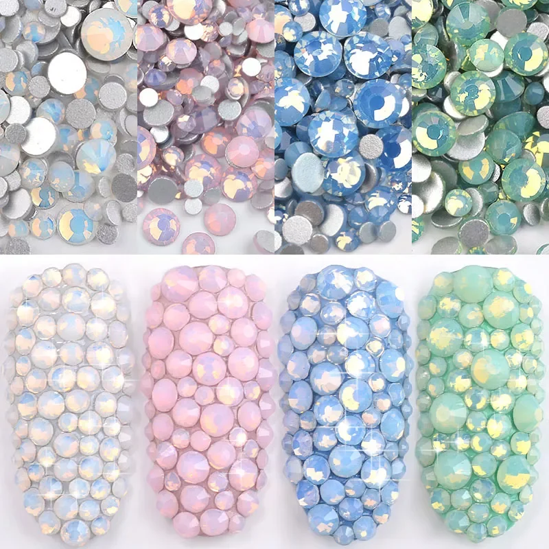 

Pack Mix Opal Crystal Nail Art Rhinestones 3d Charm Glass Flatback Non Hotfix DIY Nail Jewelry Sticker Decorations For Nails