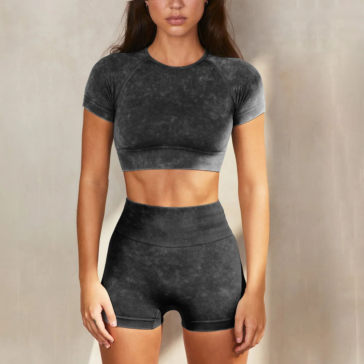 

High Quality Vintage Sports Sets Workout Shirt+Shorts Sweat Fitness Good Stretch Booty Tights Cycling Gym Suits Clothing