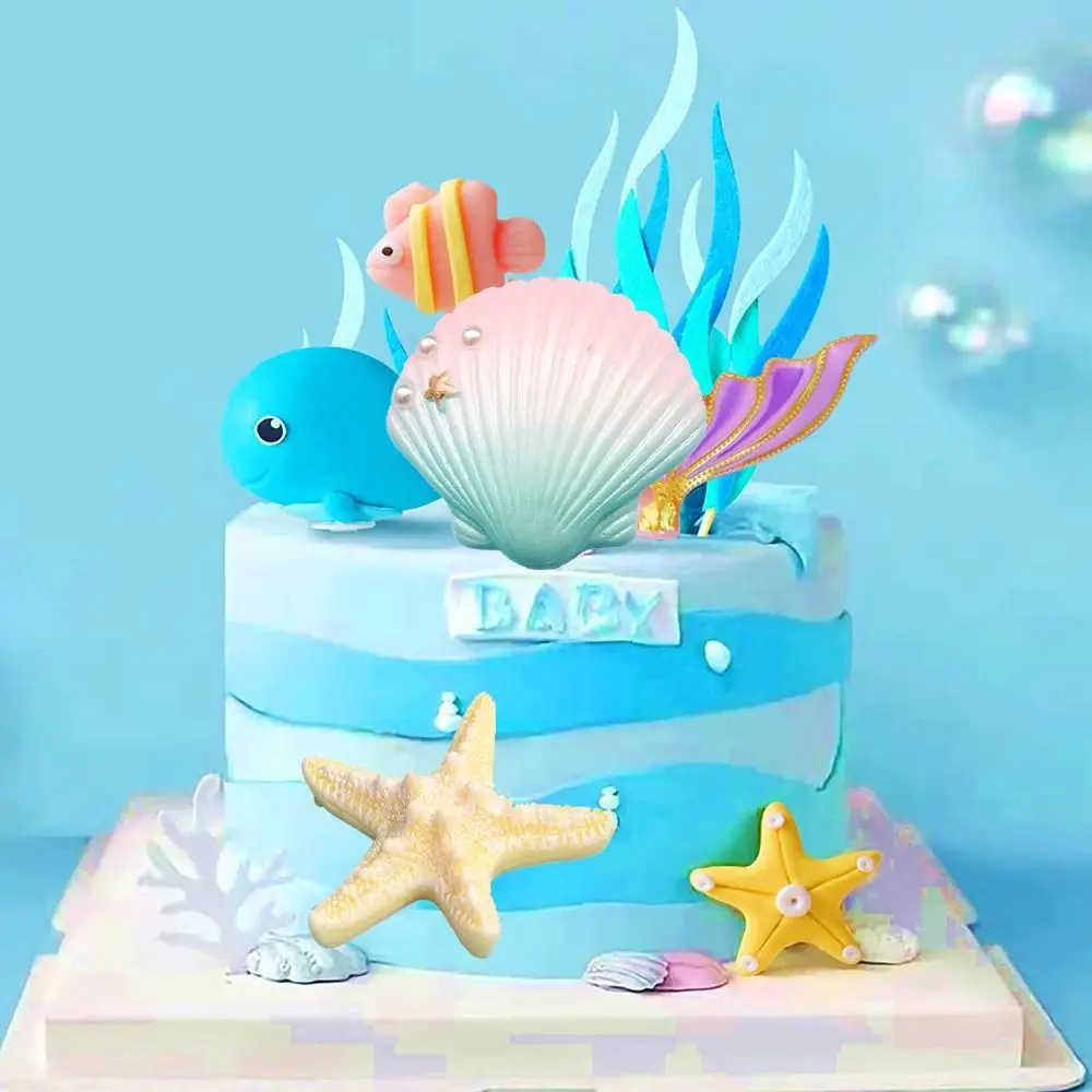 

Birthday Cake Decor Mermaid Starfish Shell Cake Topper Fish Topper Under The Sea Cake Topper Ocean Theme Birthday Party Supplies
