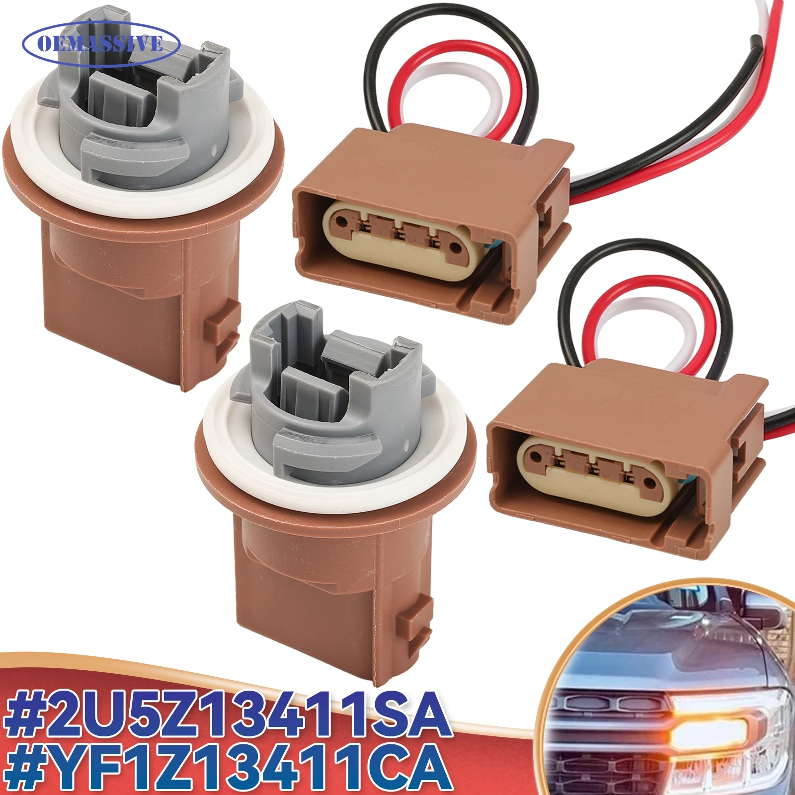 

2 комплекта гнезда указателя поворота и разъема для Ford Fiesta Focus F150 F250 Lincoln Mercury 2U5Z13411SA YF1Z13411CA