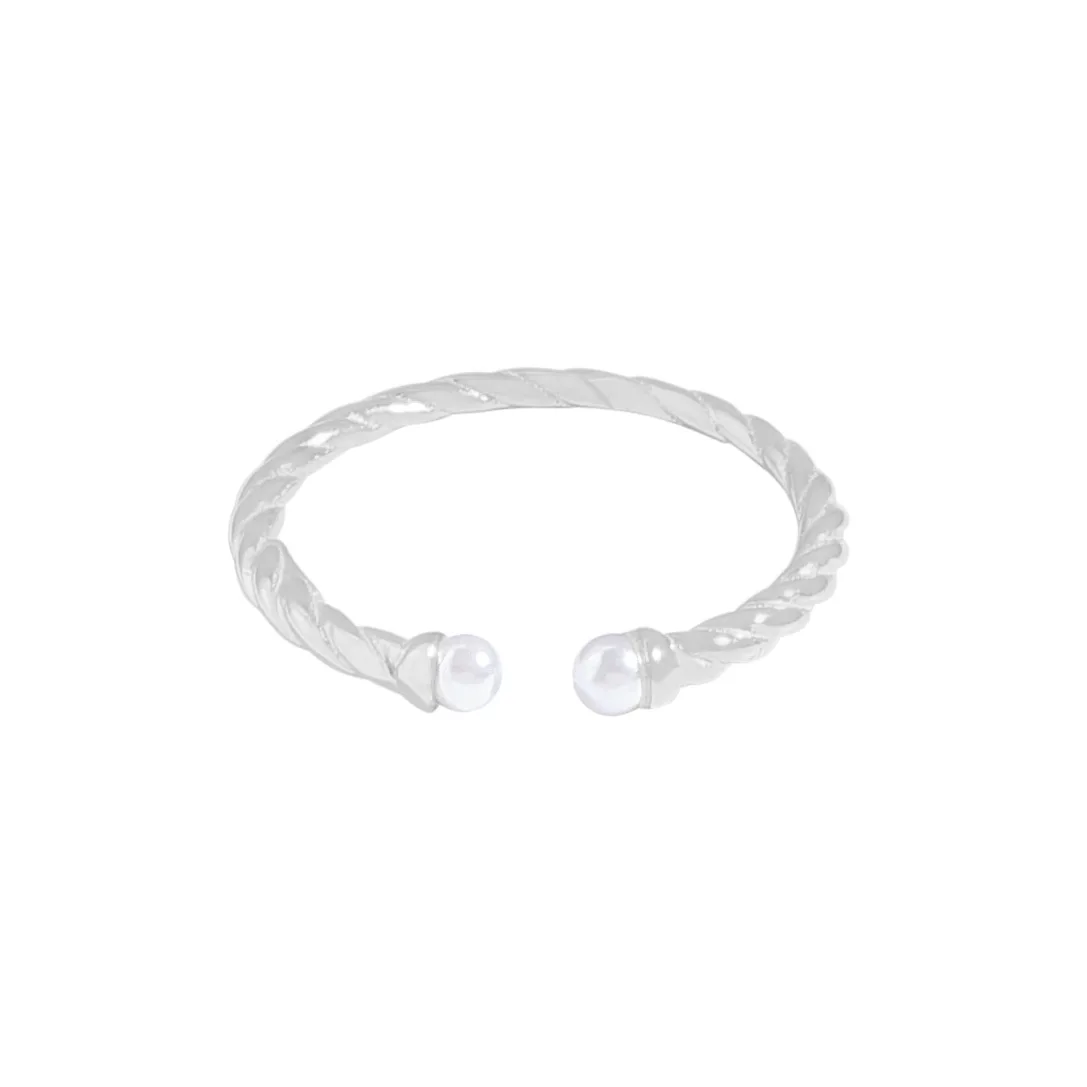 

Маленький и роскошный дизайн, универсальное индивидуальное кольцо из жареного теста с жемчугом, женская серебряная текстура