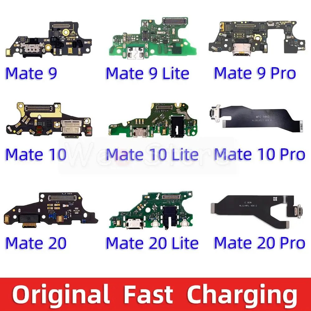 Оригинальный разъем док-станции для зарядного устройства, плата быстрой зарядки, гибкий кабель для Huawei Mate 9 10 20 Lite Pro, запчасти для телефонов