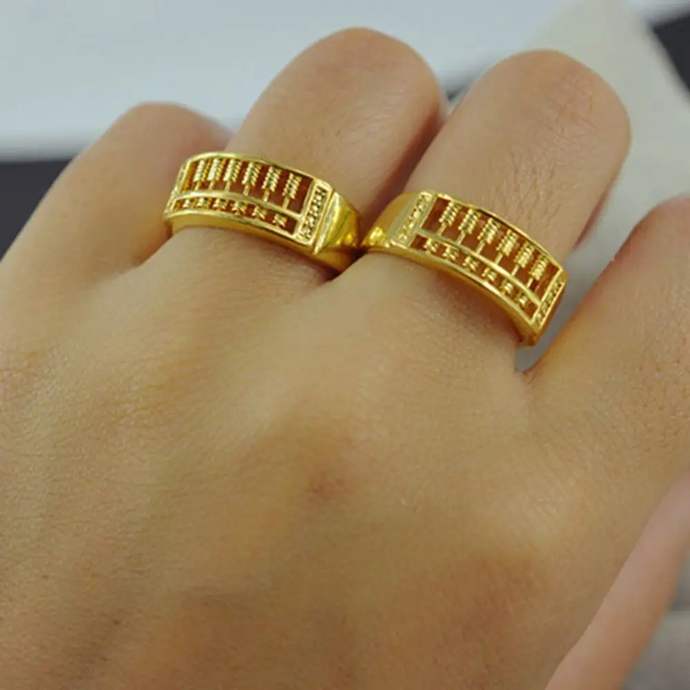 

Jewelry Stainless Steel Counting Frame Shape Delicate Gold Color Opening Ring Finger Ring Titanium Rings Abacus Ring