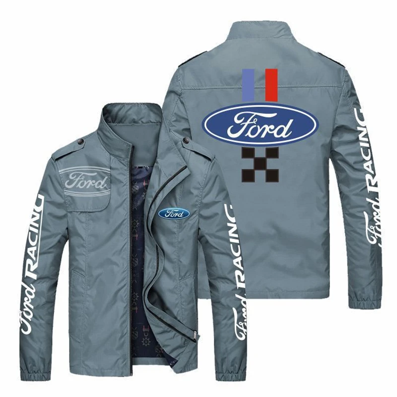

Men's Coat Ford Car Logo Print Zipper Jackets 2021 Korean Style Windbreaker Harajuku Slim Motorcycle Racing Jacket Men Clothing