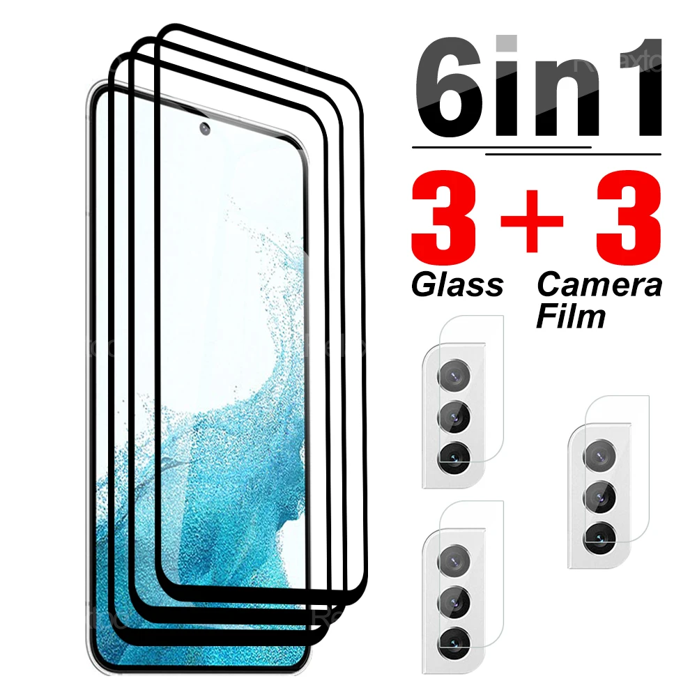 

6IN1 Glass Screen Protector Camera Lens Film For Samsung Galaxy S22 S22Plus Plus 5G S 22 HD Protective Film on For 6.1" SM-S901B