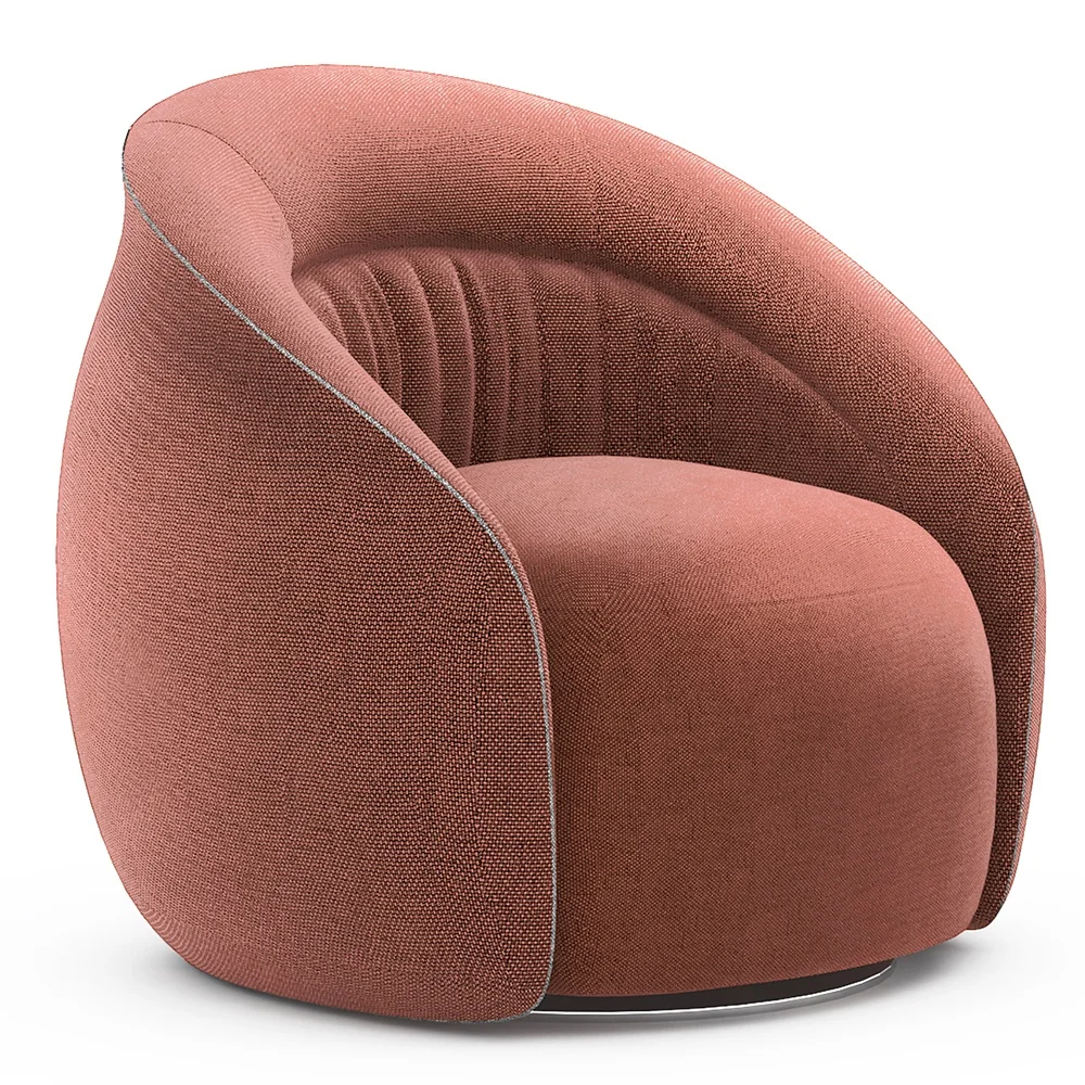 

Style Elegant Red Fabric Living Room Chair Round Swivel European Leisure Chair Single Swivel Barrel Chair Accent Sofa Lounge